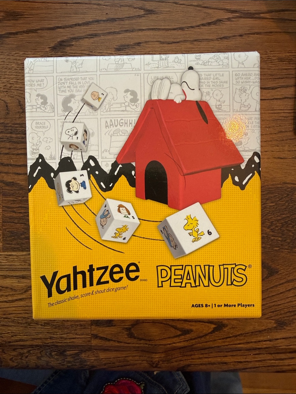 Peanuts Yahtzee Game with Red Doghouse & Yellow Box Art
